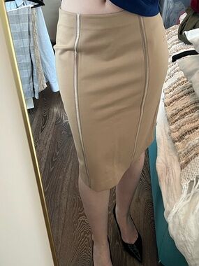 Mackage Beige Pencil Skirt with Vertical Seams